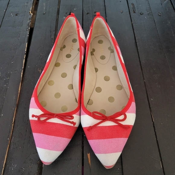 Boden Women's Flats Pointed Toe White Red Pink Stripes 41 U.S. 9.5 Shoes Girly - Picture 3 of 8